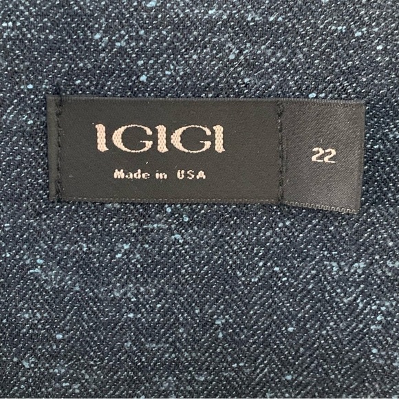 IGIGI Blue Tweed Blazer Jacket Pockets Rear Buckle Lined 2 Button Plus Size 22 - Picture 6 of 9